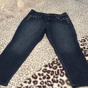 Style & Co. Dark Blue Straight Leg Jeans with Embroidery